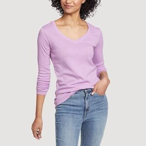 50 Eddie Bauer V-Neck Long Sleeve – Size M‎ | Soft Stretch | Casual Core |
